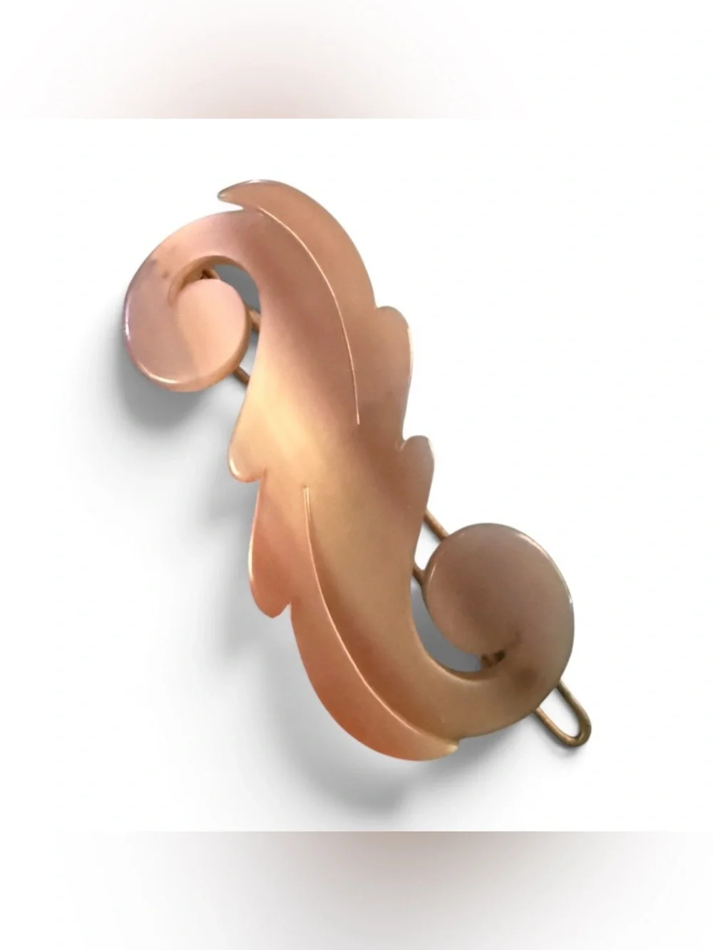 Vintage Charles Wahba Swirl Gradient Brown French Barrette Hair Clup, Deadstock